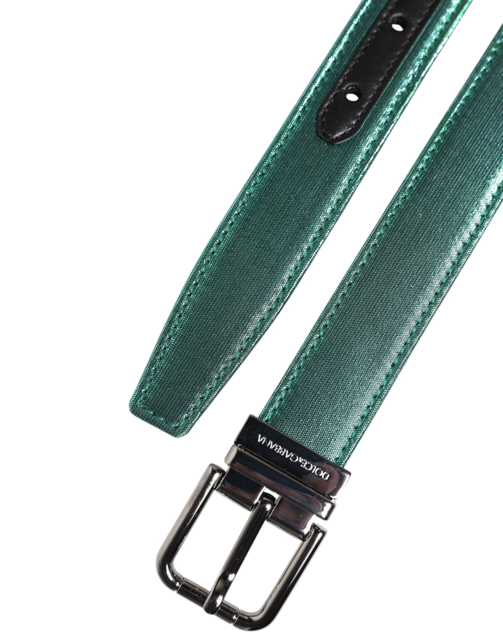 Green Black Polyester Metal Buckle Belt