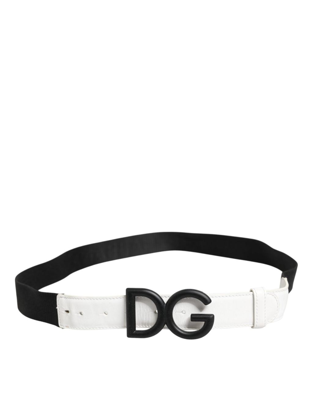 Black White Metal DG Logo Buckle Belt