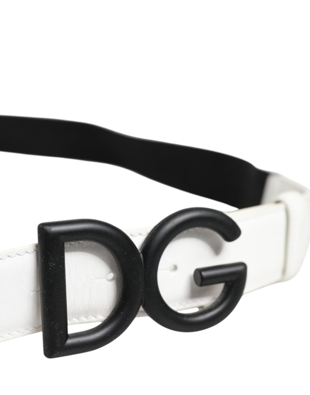 Black White Metal DG Logo Buckle Belt