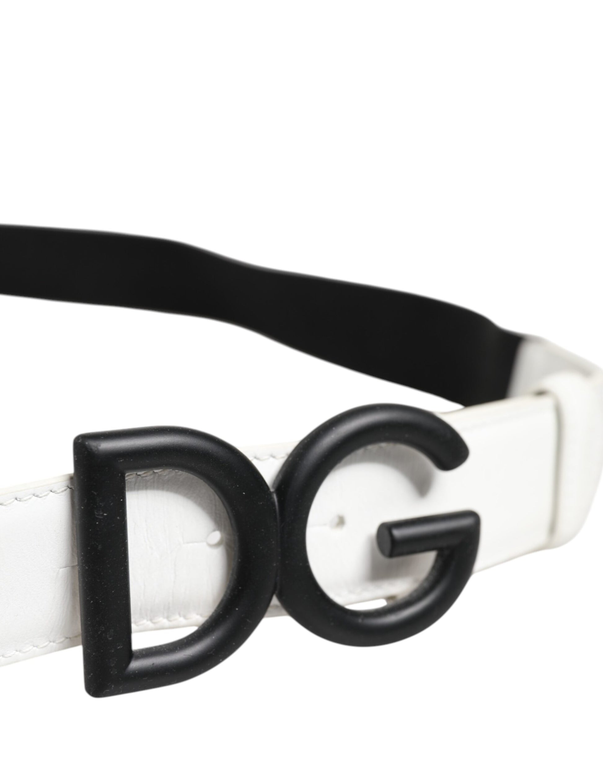 Black White Metal DG Logo Buckle Belt
