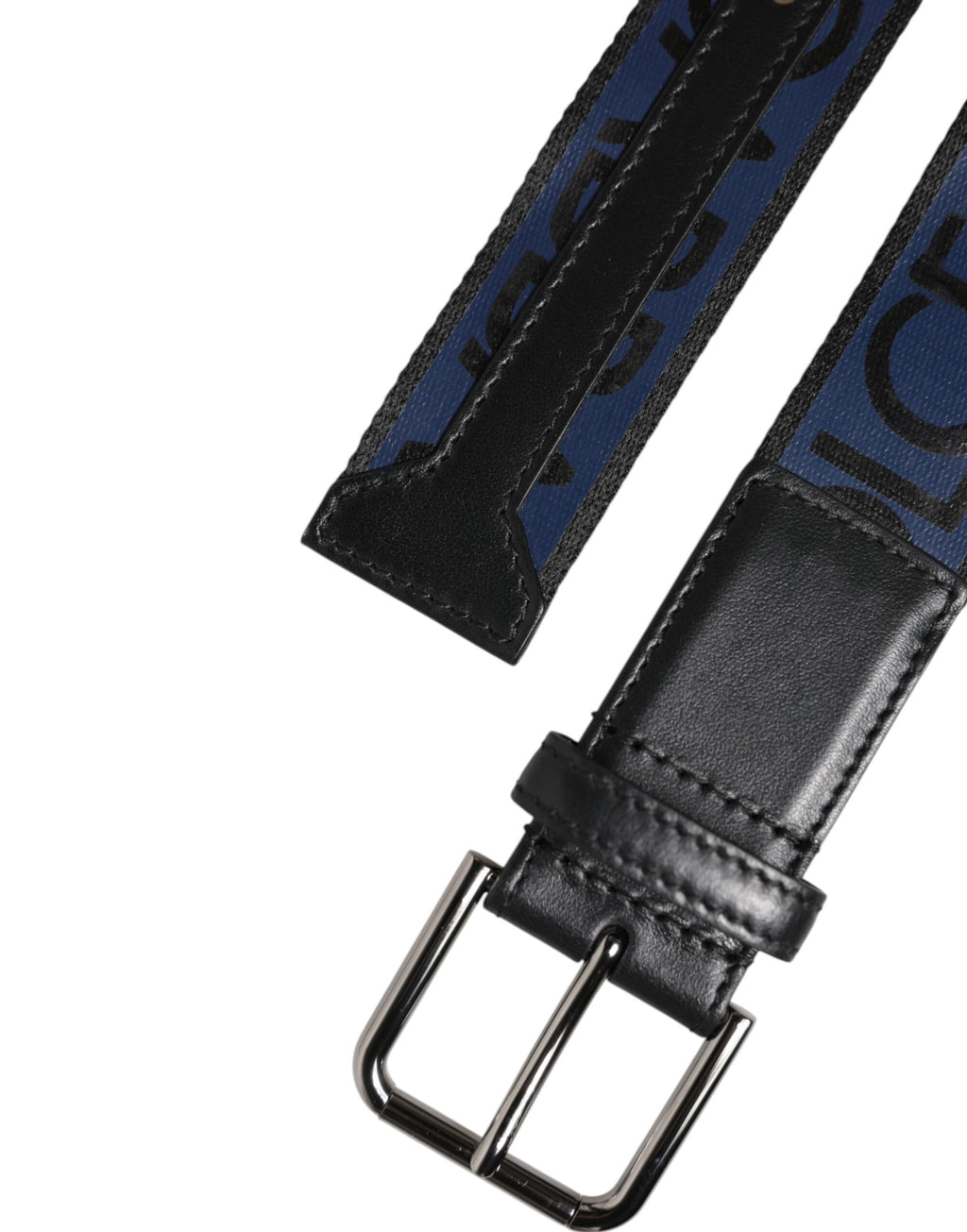 Blue Black Polyester Metal Buckle Belt