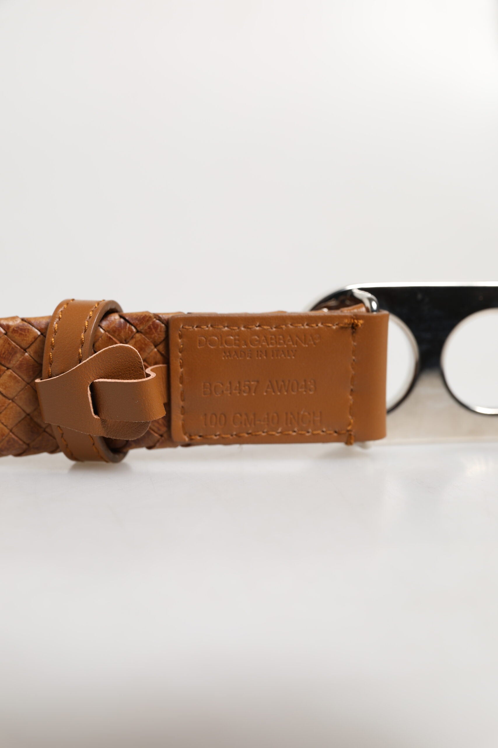 Brown Braided Metal DG Logo Buckle Belt