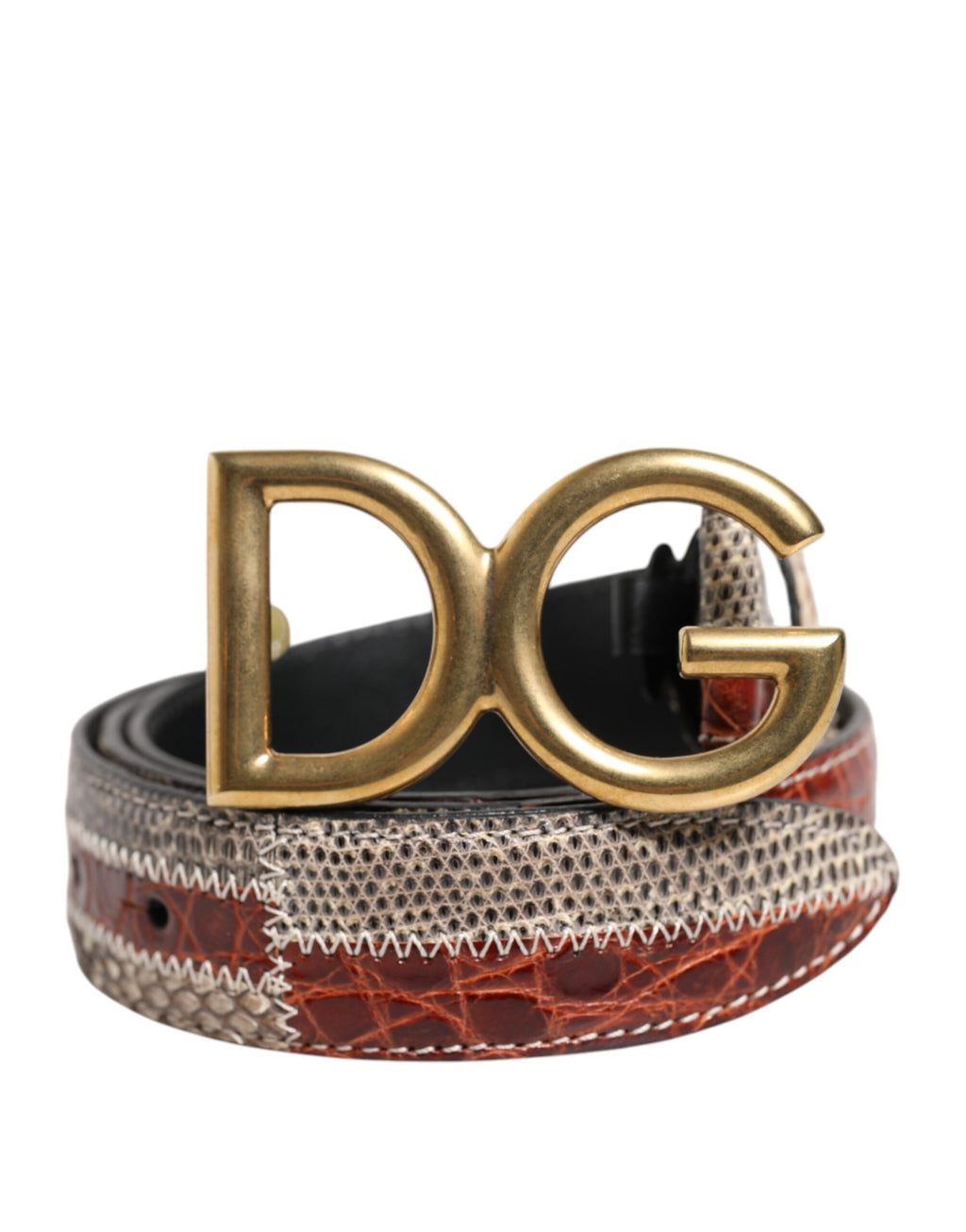 Multicolor Exotic Leather DG Logo Buckle Belt