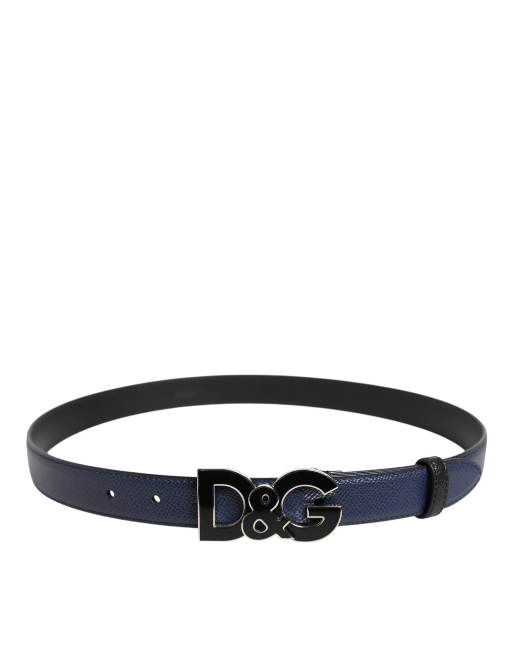 Blue Leather Classic Metal DG Logo Buckle Belt