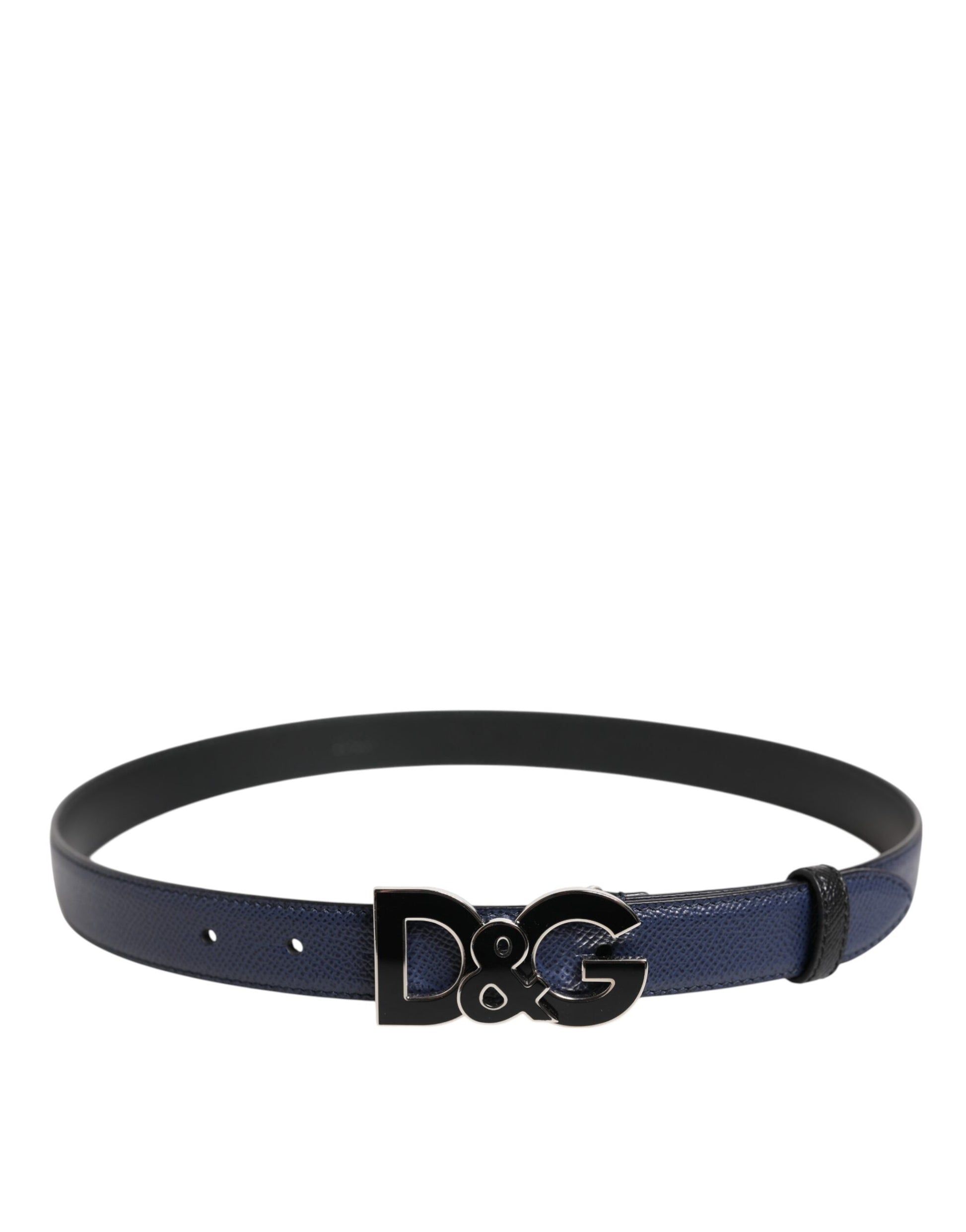 Blue Leather Classic Metal DG Logo Buckle Belt