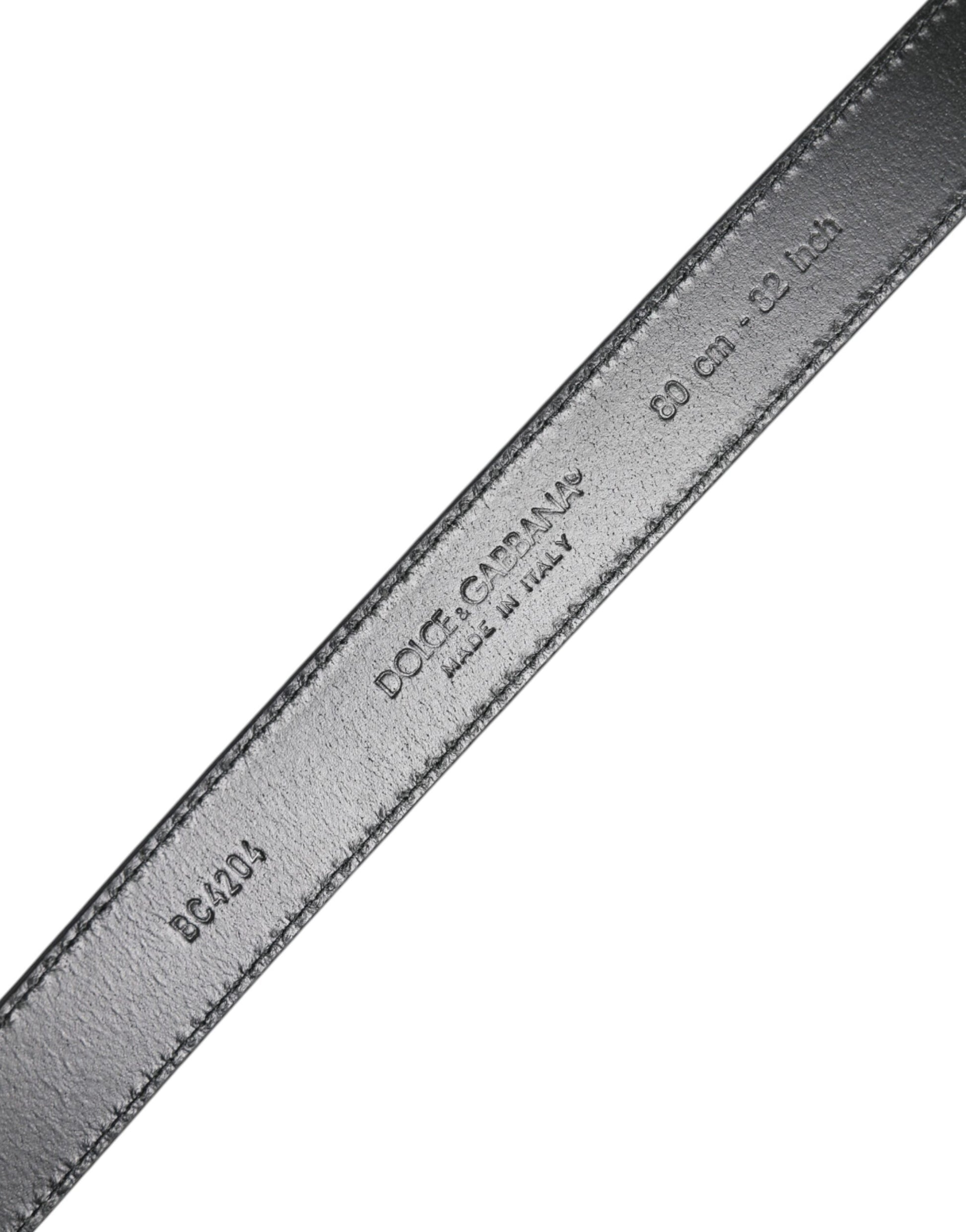 Blue Leather Classic Metal DG Logo Buckle Belt