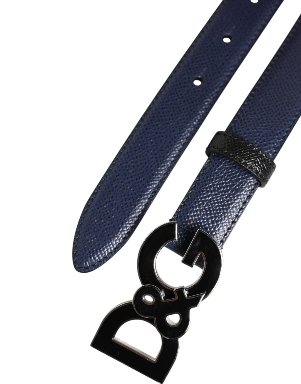 Blue Leather Classic Metal DG Logo Buckle Belt