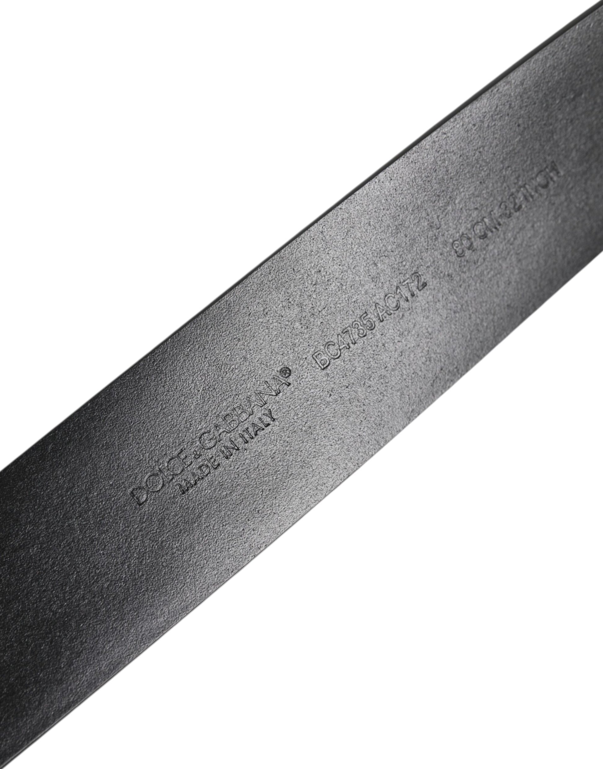 Black Leather Studded DG Metal Buckle Belt