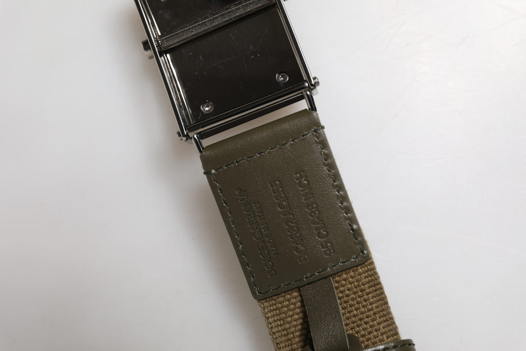 Military Green Nylon Logo Metal Buckle Belt