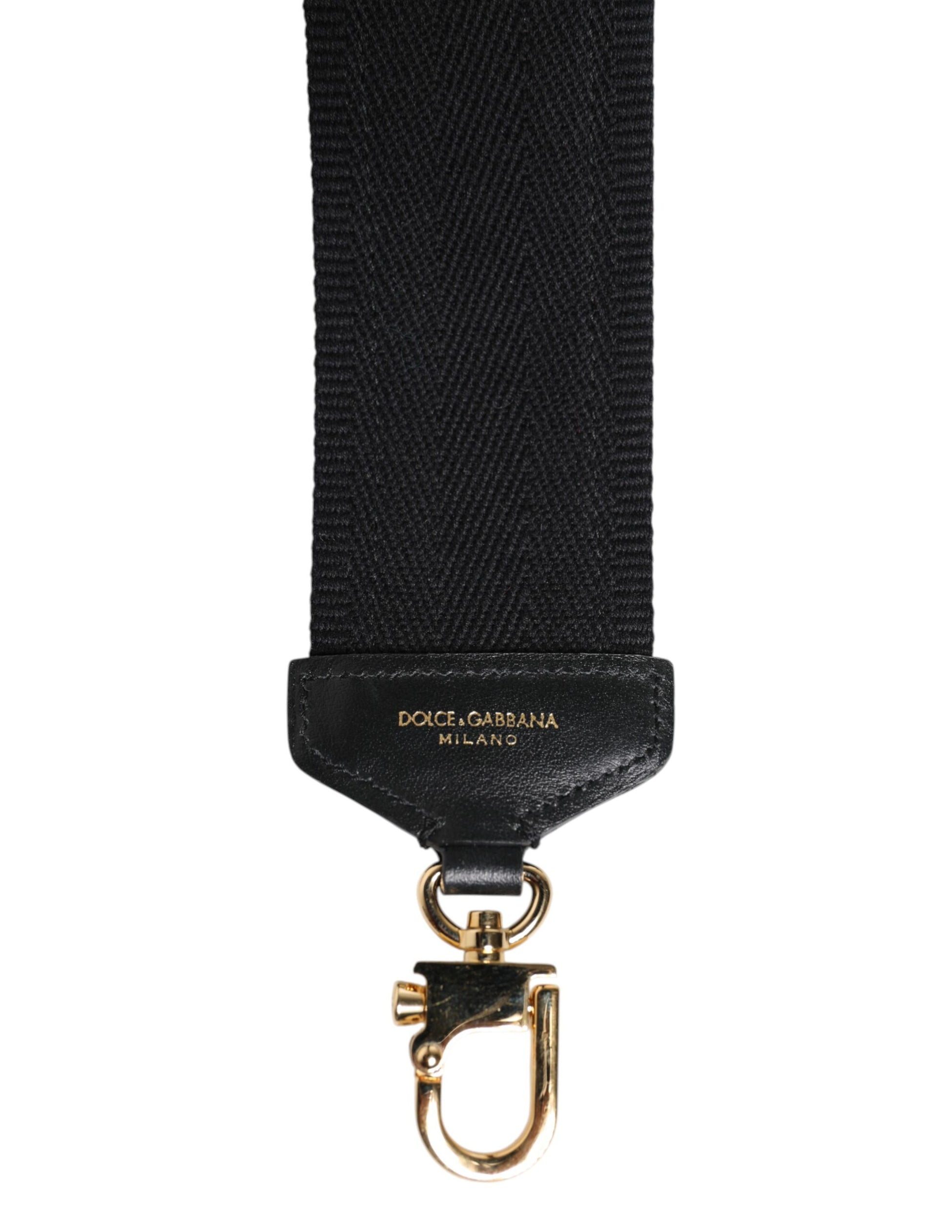 Black Cotton Printed Women Bag Accessory Shoulder Strap