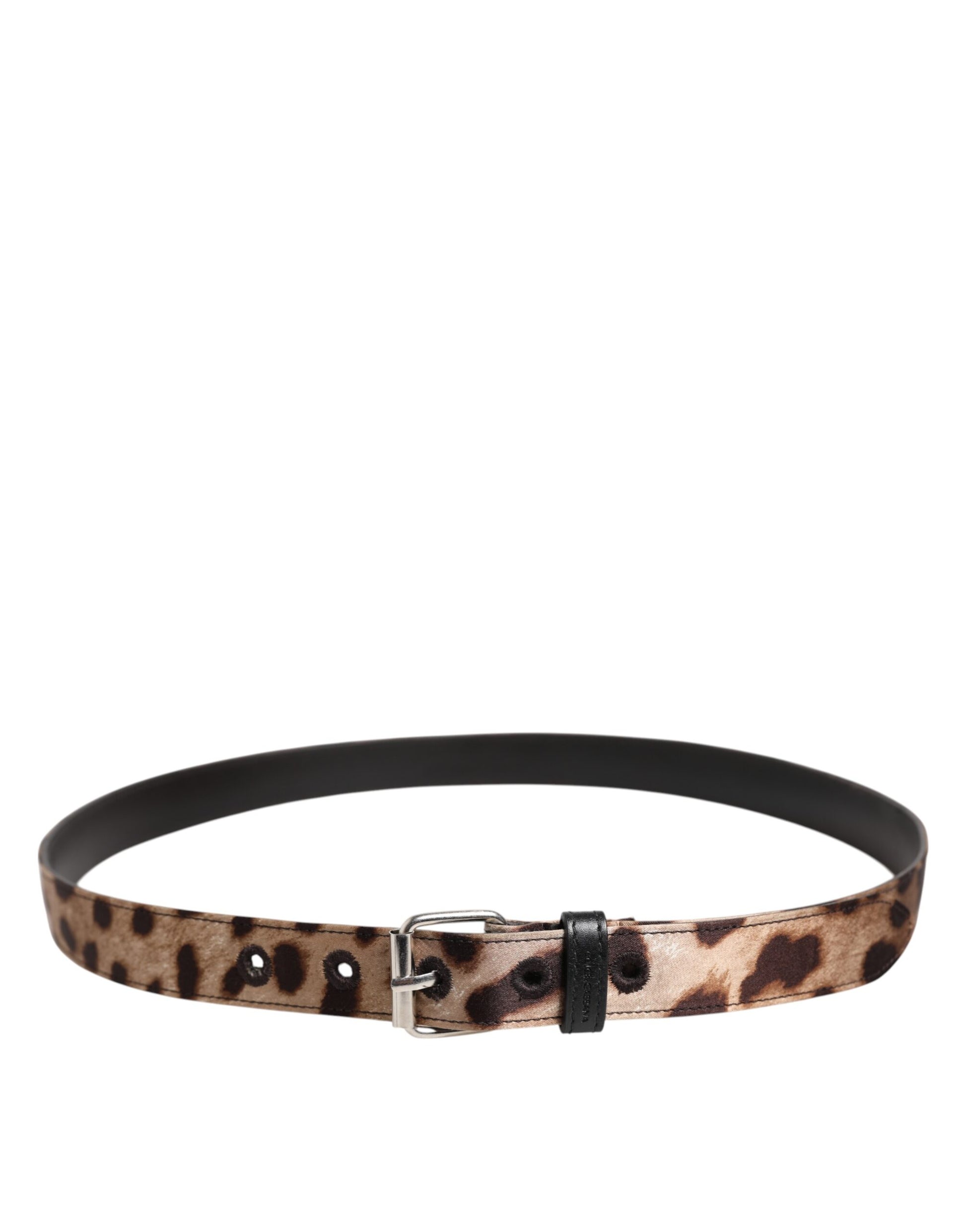 Brown Leopard Silver Metal Buckle Belt