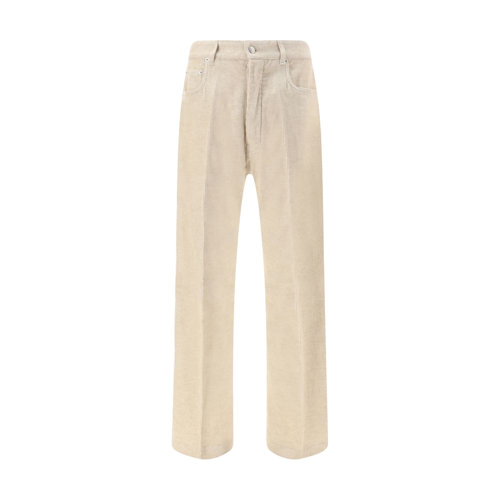 Beige Cotton Casual Pants