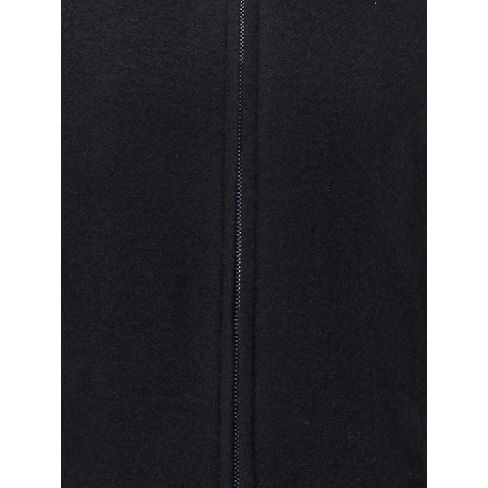 Black Fleece Wool Coat