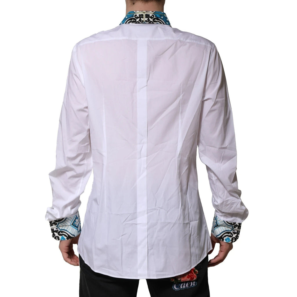 White Majolica Detailing GOLD Dress Shirt