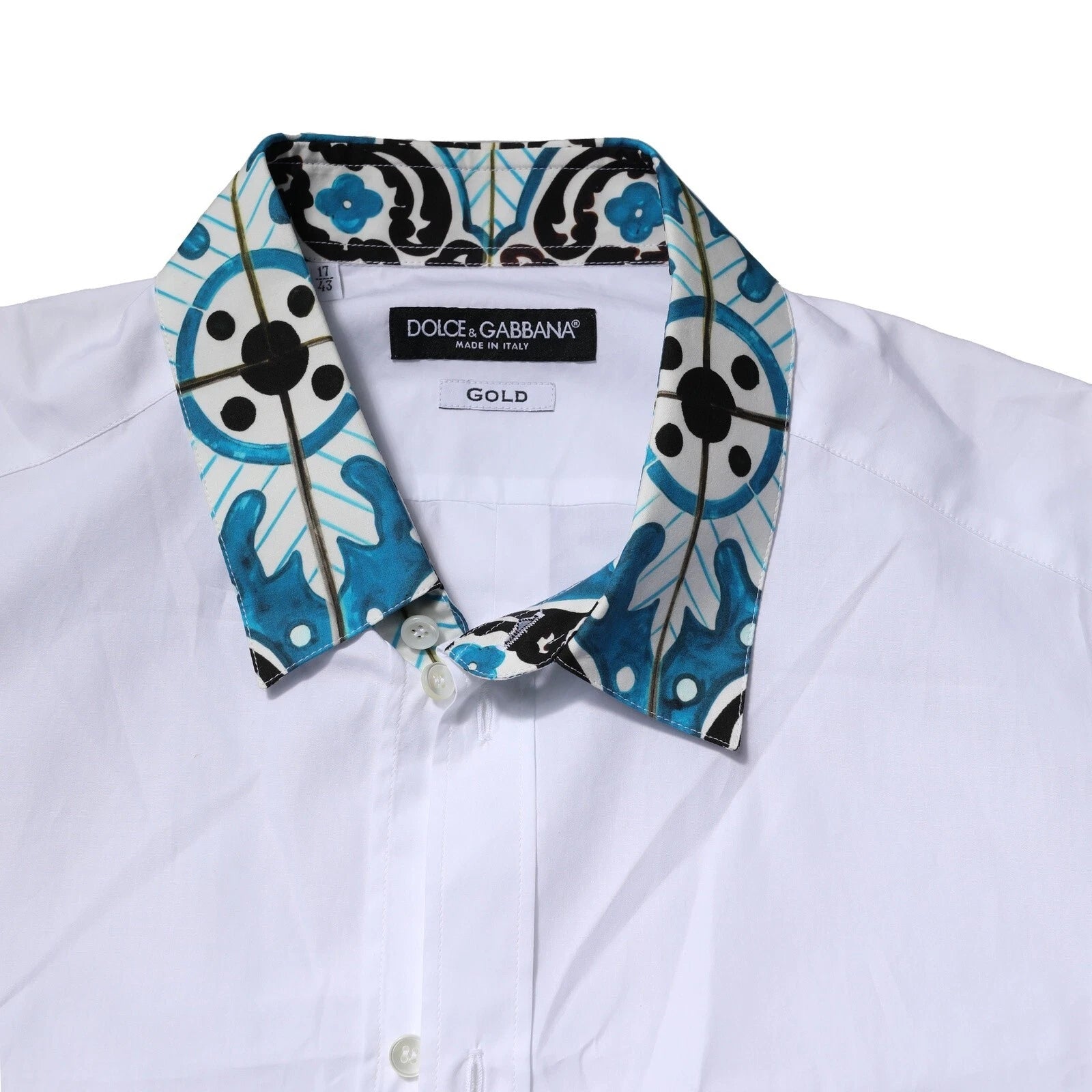 White Majolica Detailing GOLD Dress Shirt