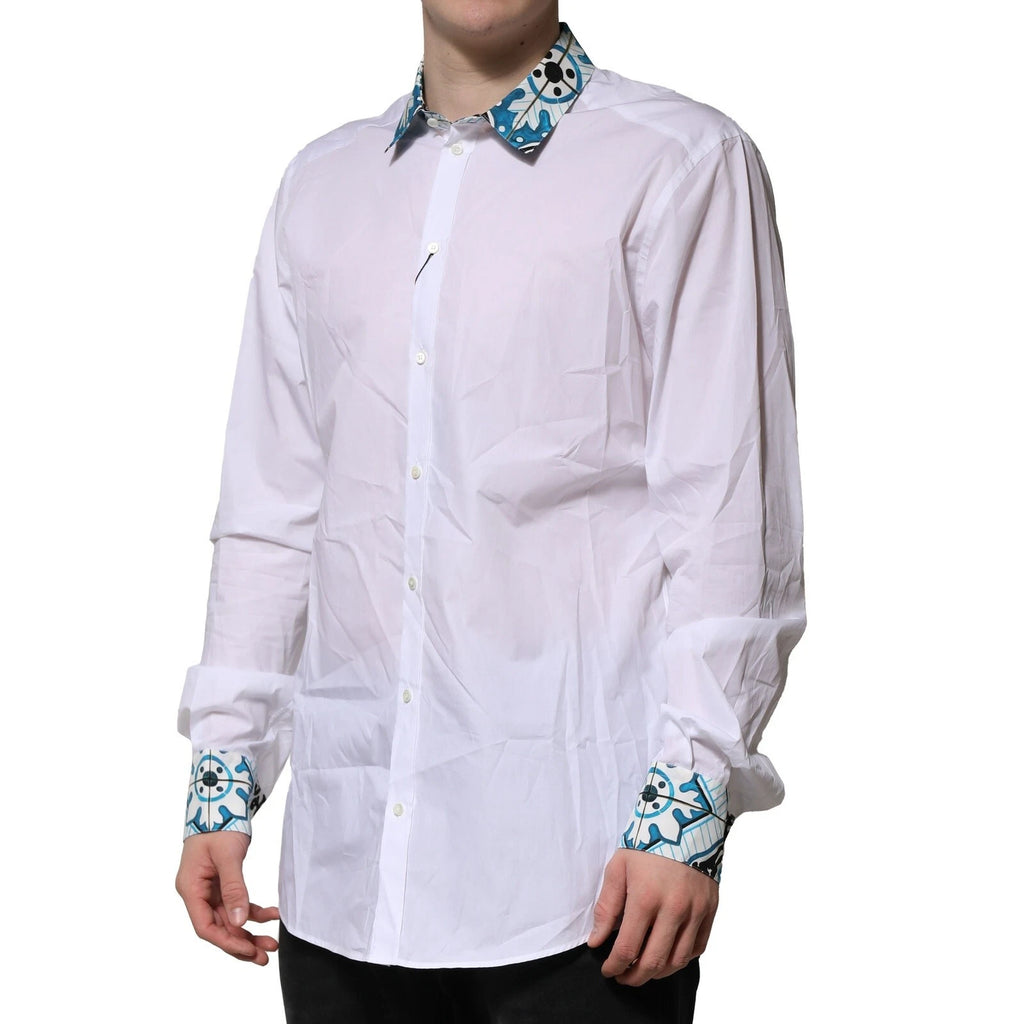 White Majolica Detailing GOLD Dress Shirt