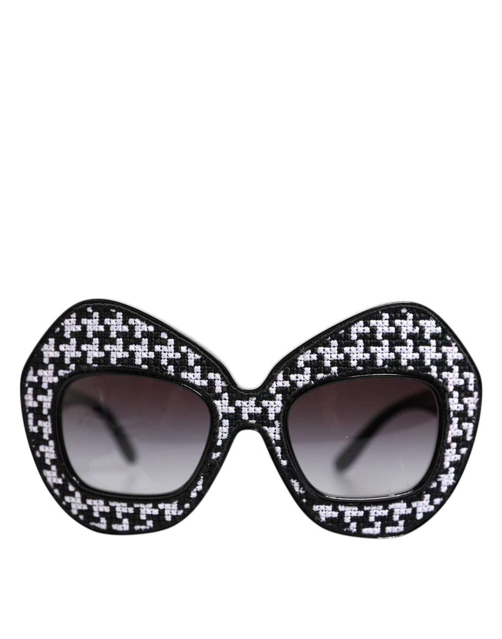 Black White PIED DE POULE Print Oversized Shades Sunglasses