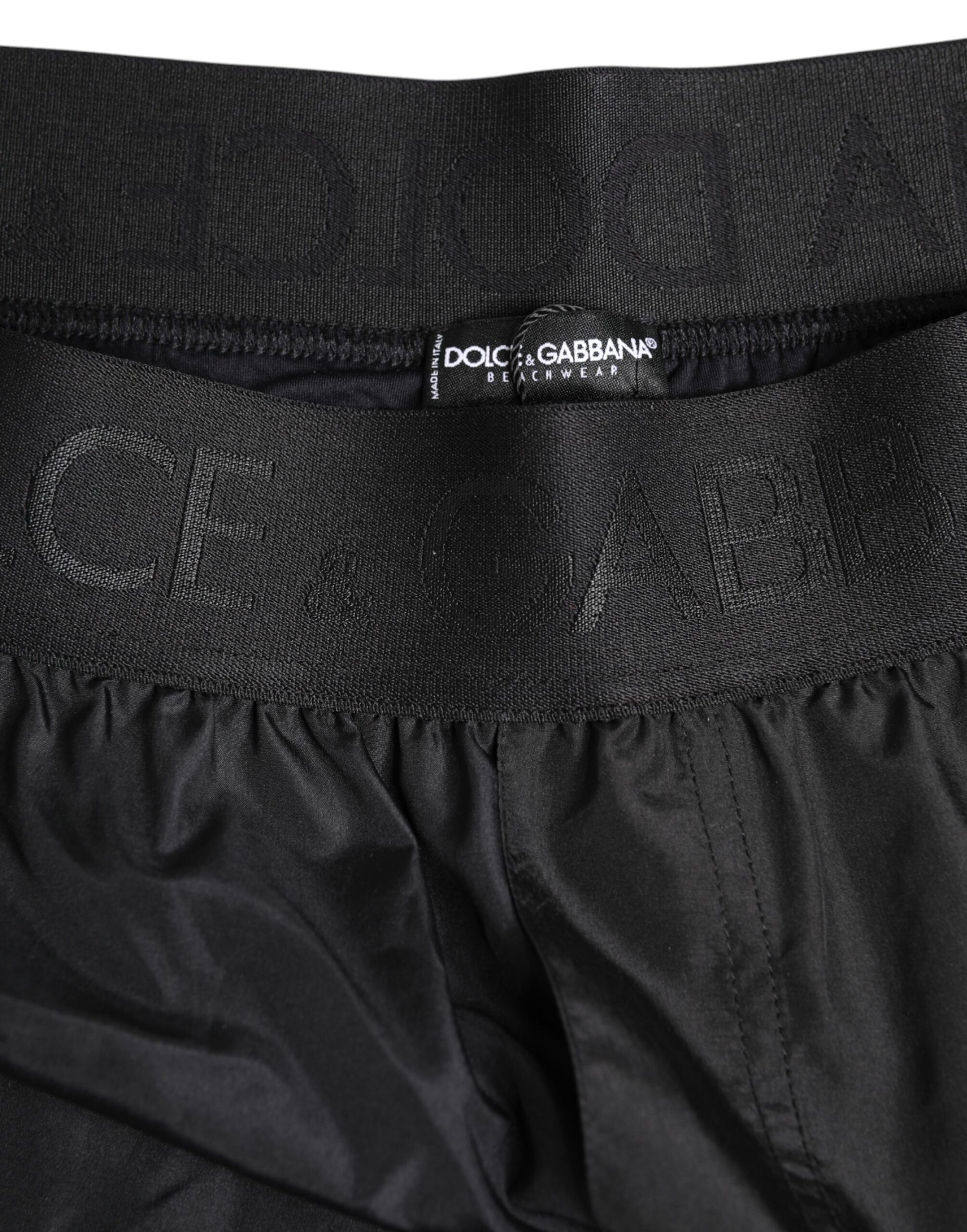 Black Logo Print Beachwear Men Shorts Swimwear