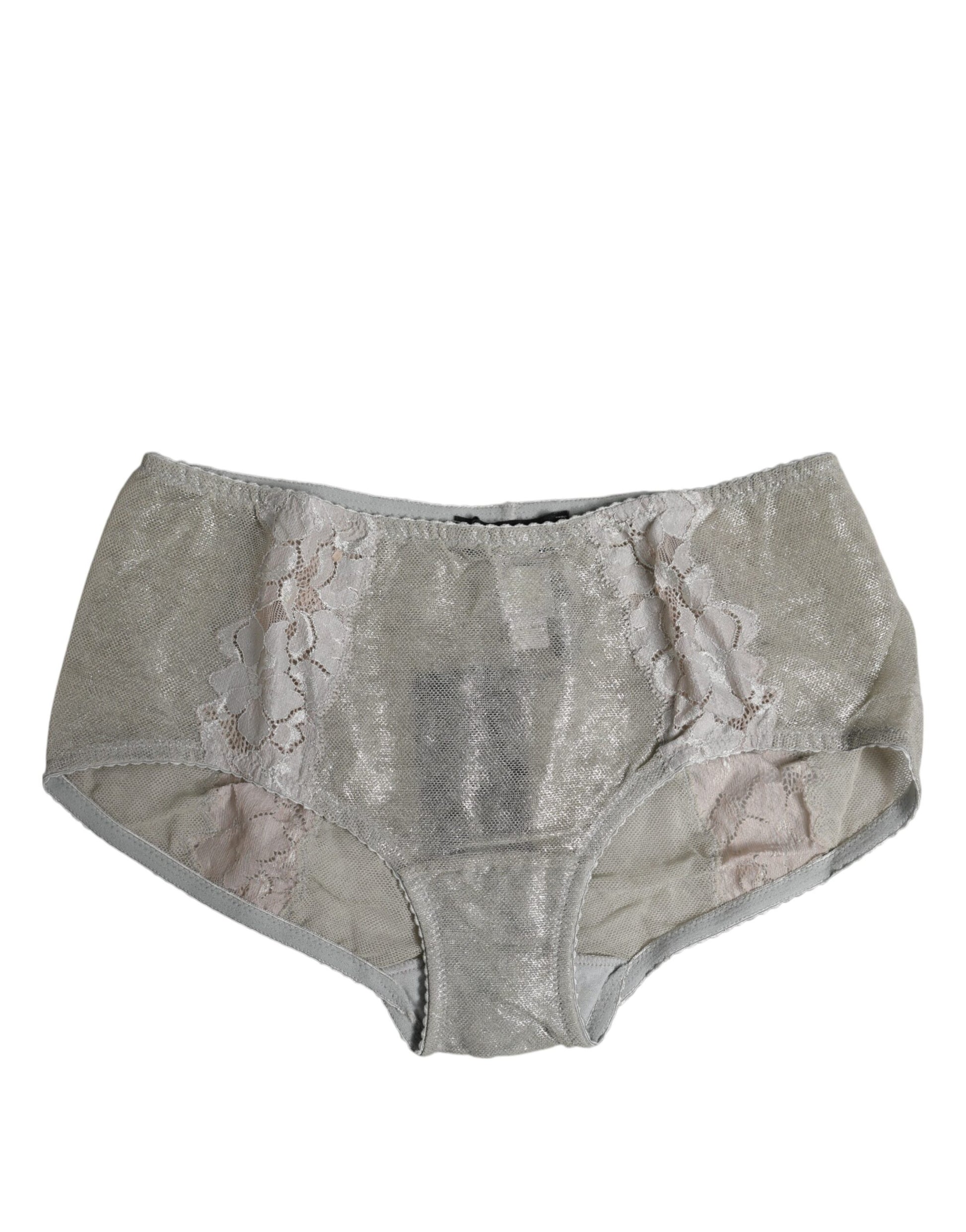 Gray Cotton Floral Lace High Waist Panty Underwear