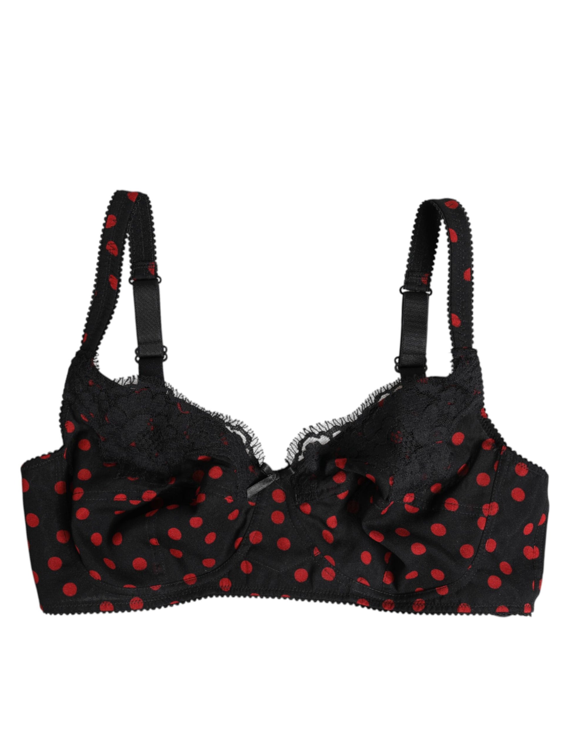 Black Red Polka Dot Underwired Balconette Underwear