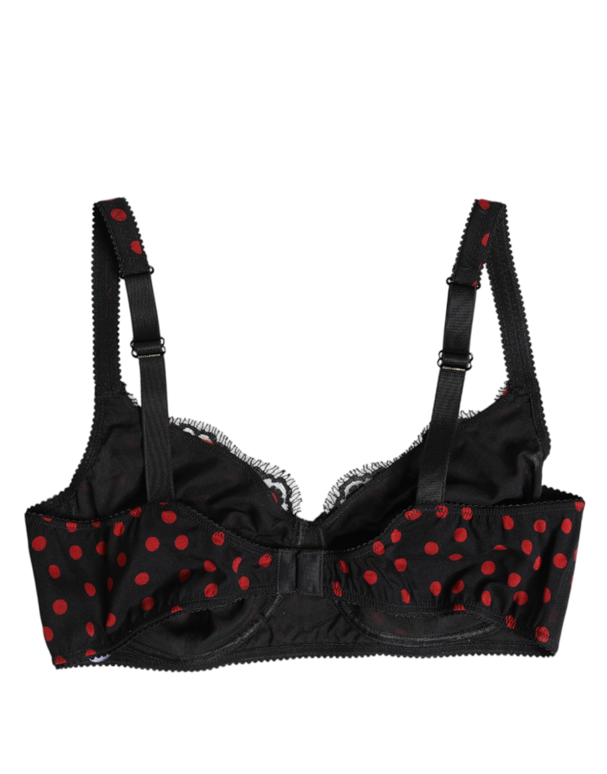 Black Red Polka Dot Underwired Balconette Underwear