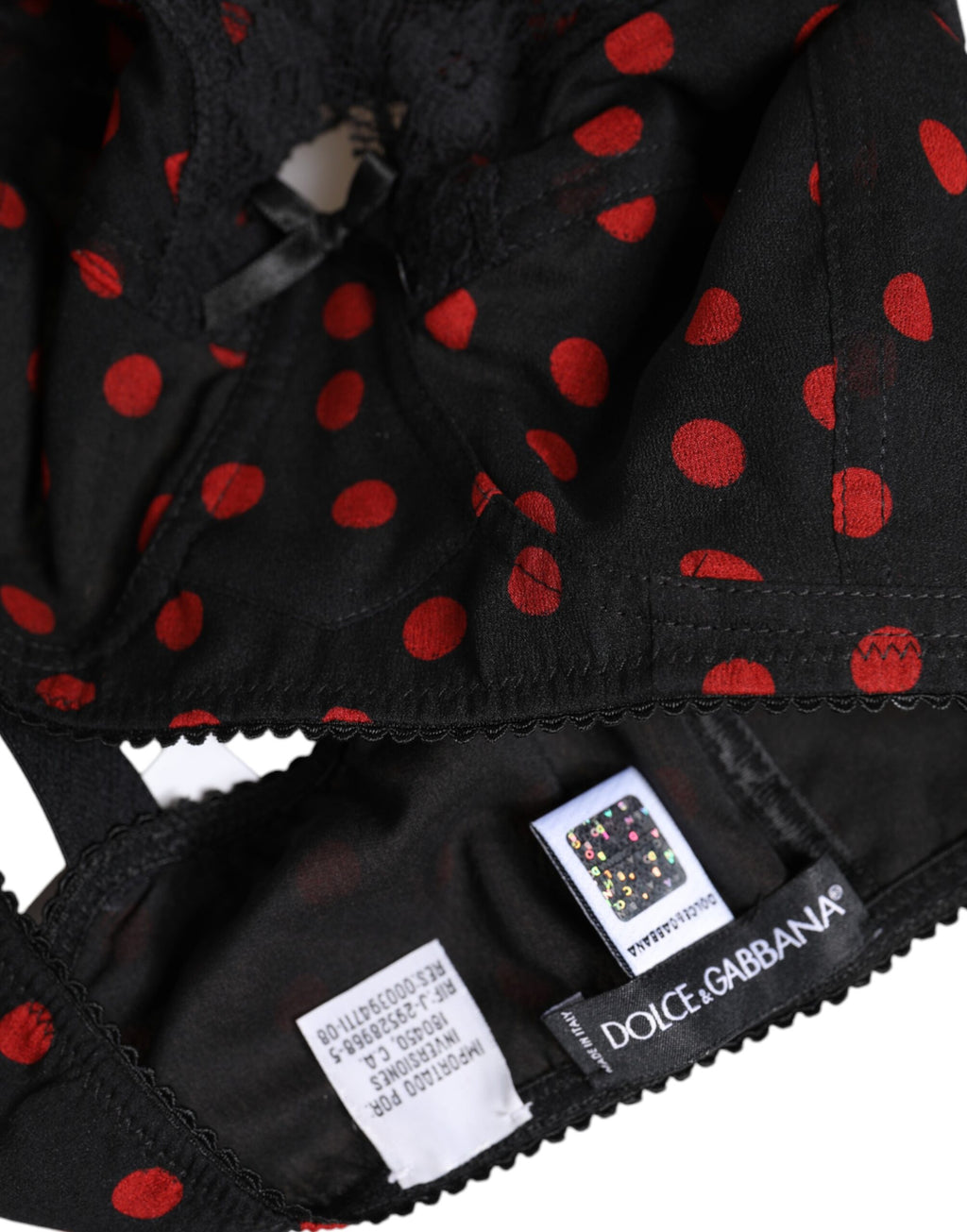 Black Red Polka Dot Underwired Balconette Underwear