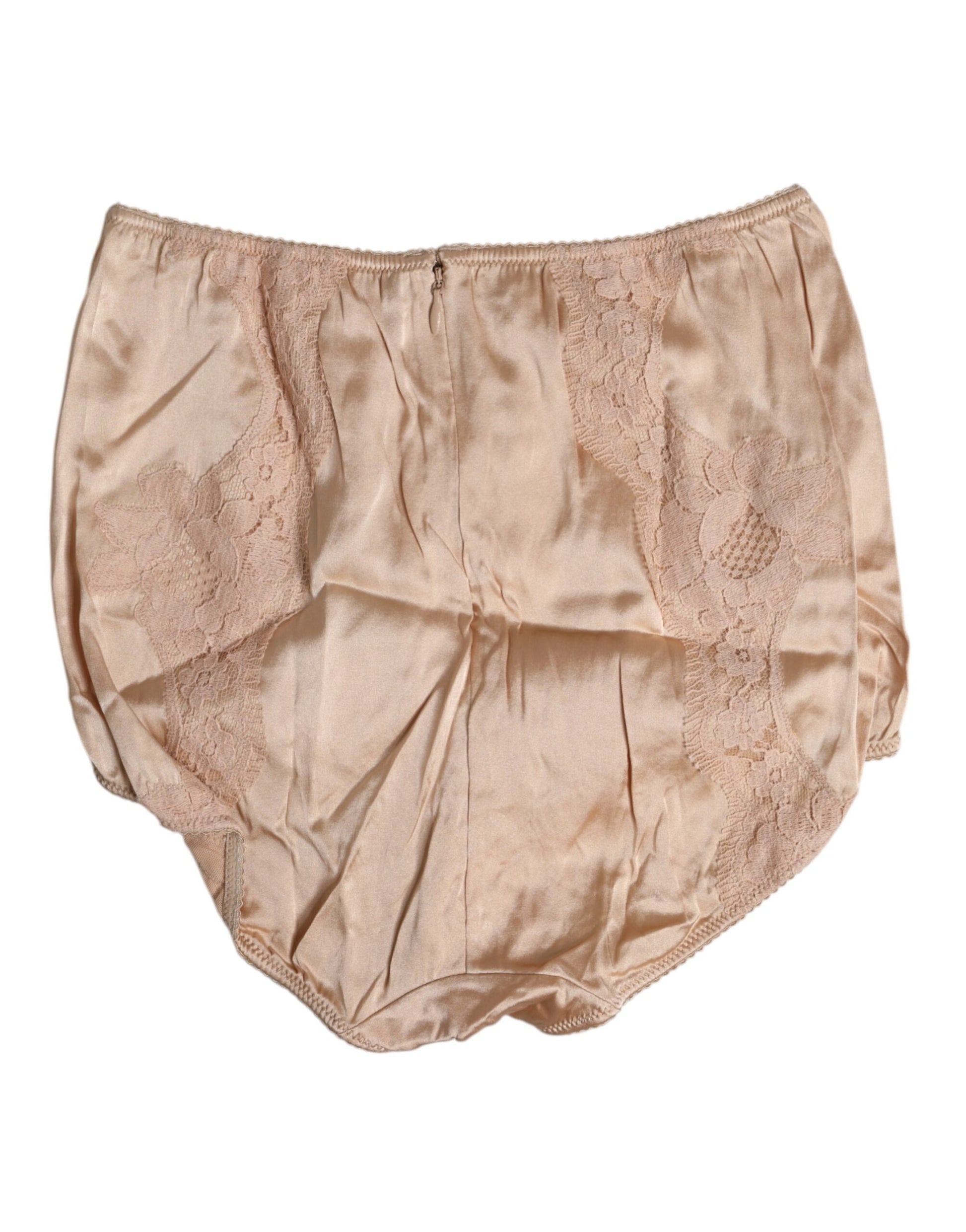 Beige Silk Lace High Waist Bikini Panty Underwear