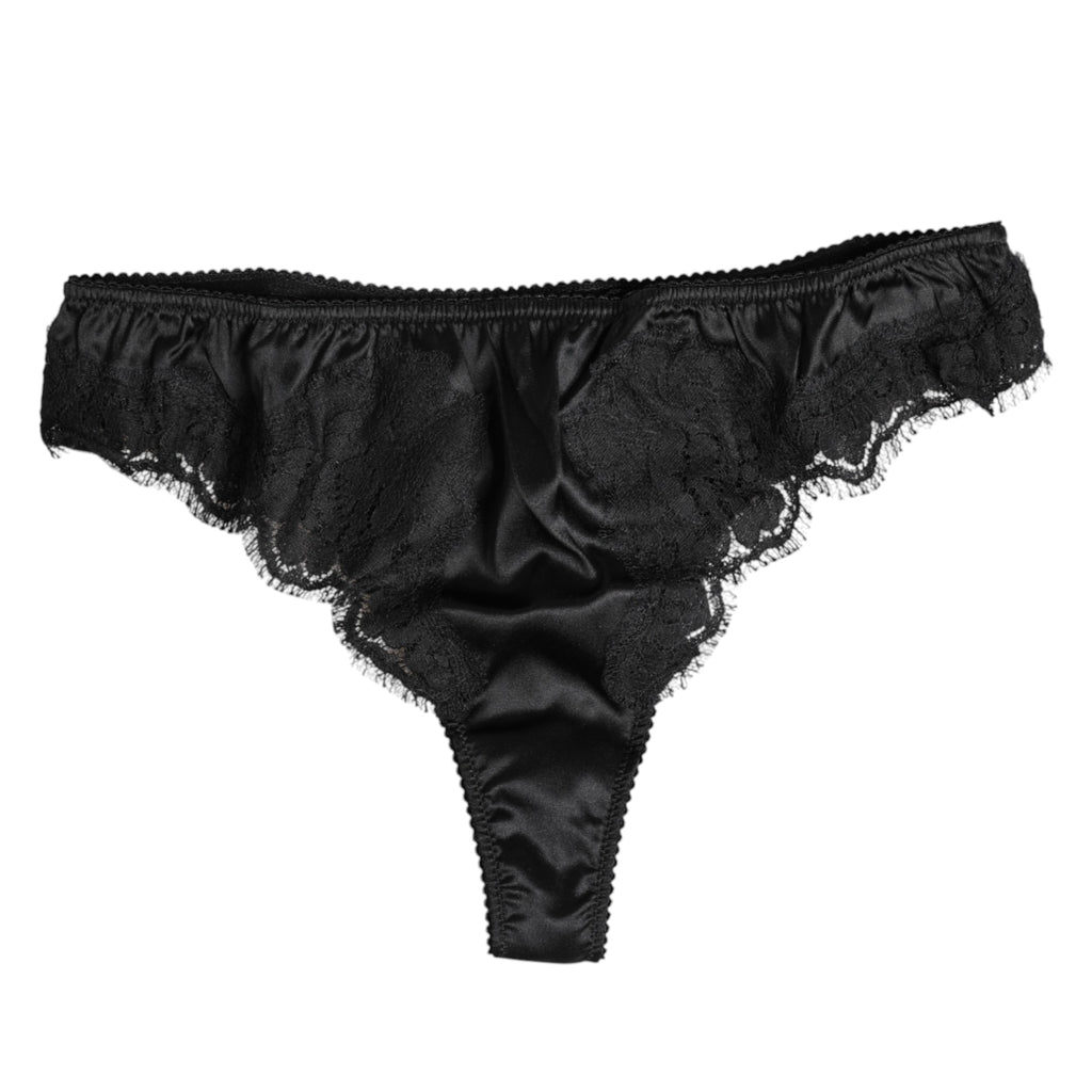 Black Silk Lace Stretch Bikini Panty Underwear