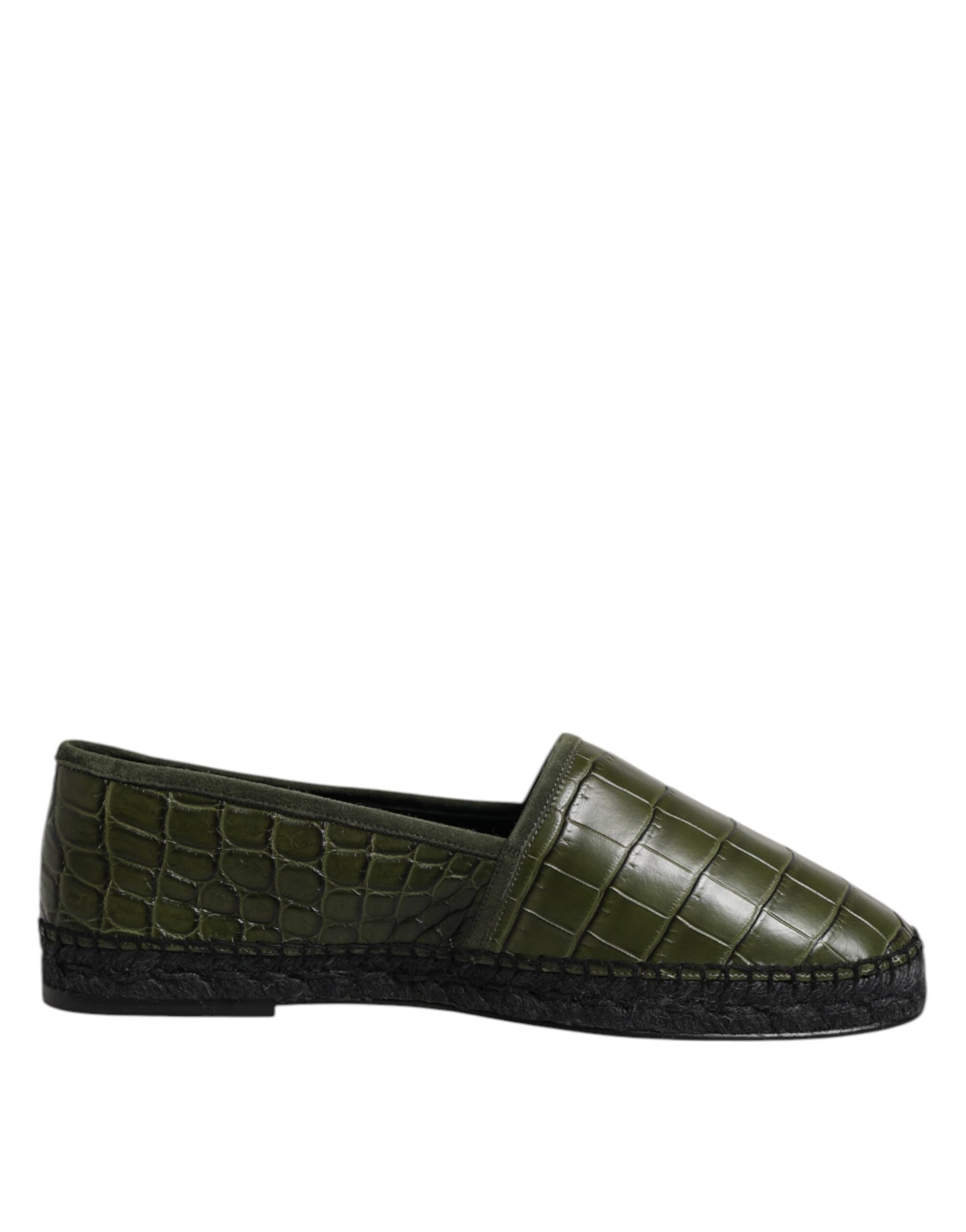 Green Exotic Leather Espadrilles Slip On Shoes