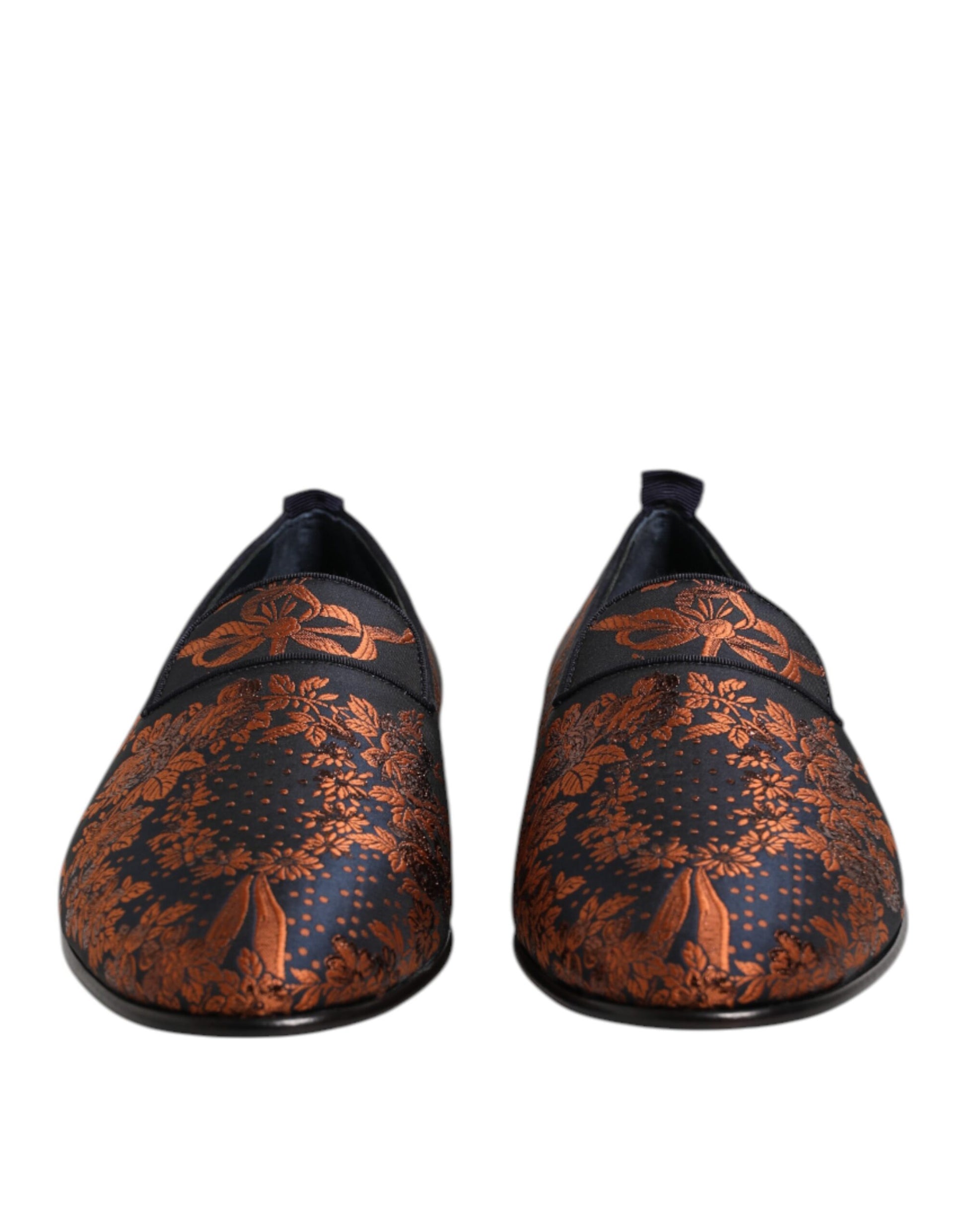 Black Jacquard Polyester Slip On Loafers Shoes