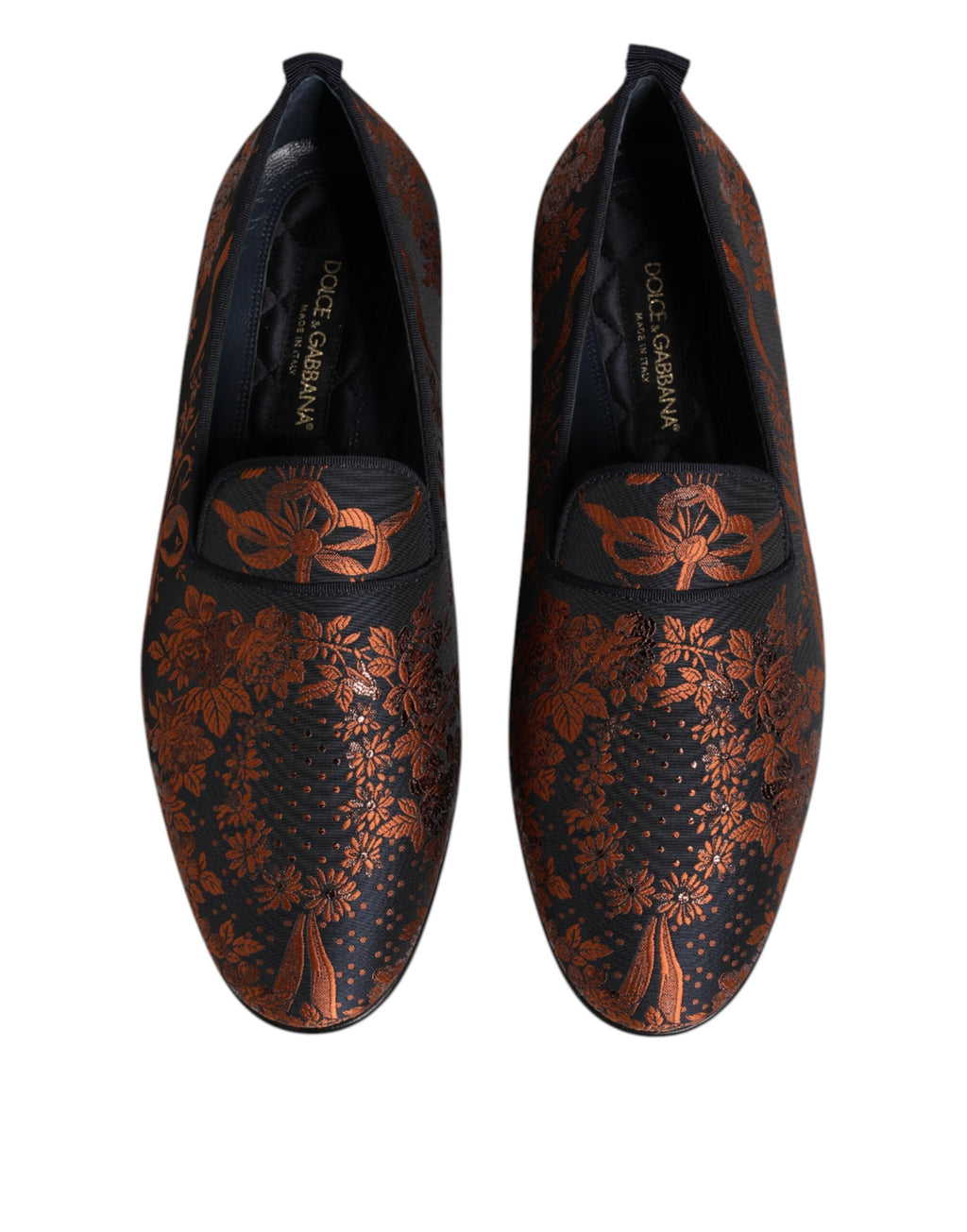 Black Jacquard Polyester Slip On Loafers Shoes