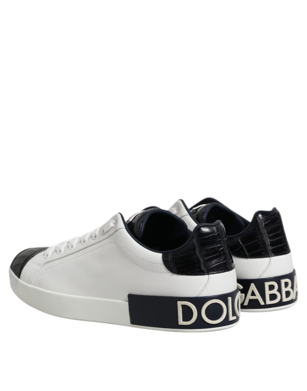 White Black Leather Portofino Sneaker Shoes
