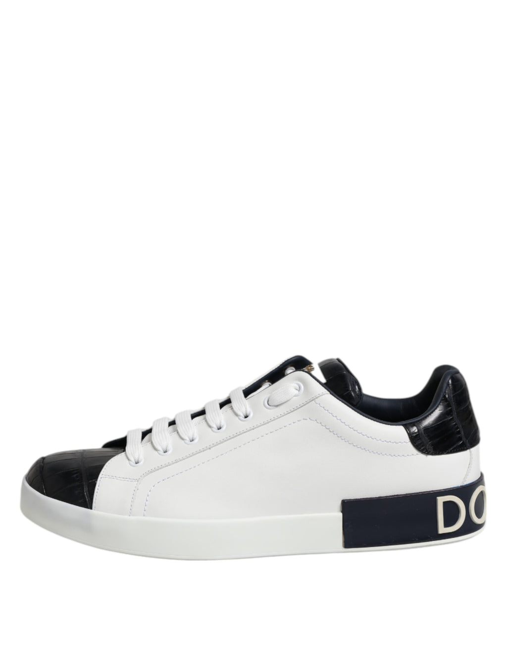 White Black Leather Portofino Sneaker Shoes