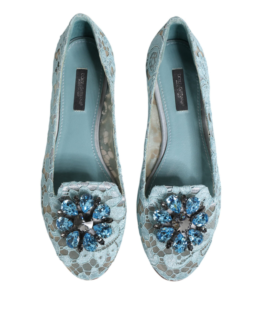 Blue Lace Crystal Ballet Flats Loafers Shoes