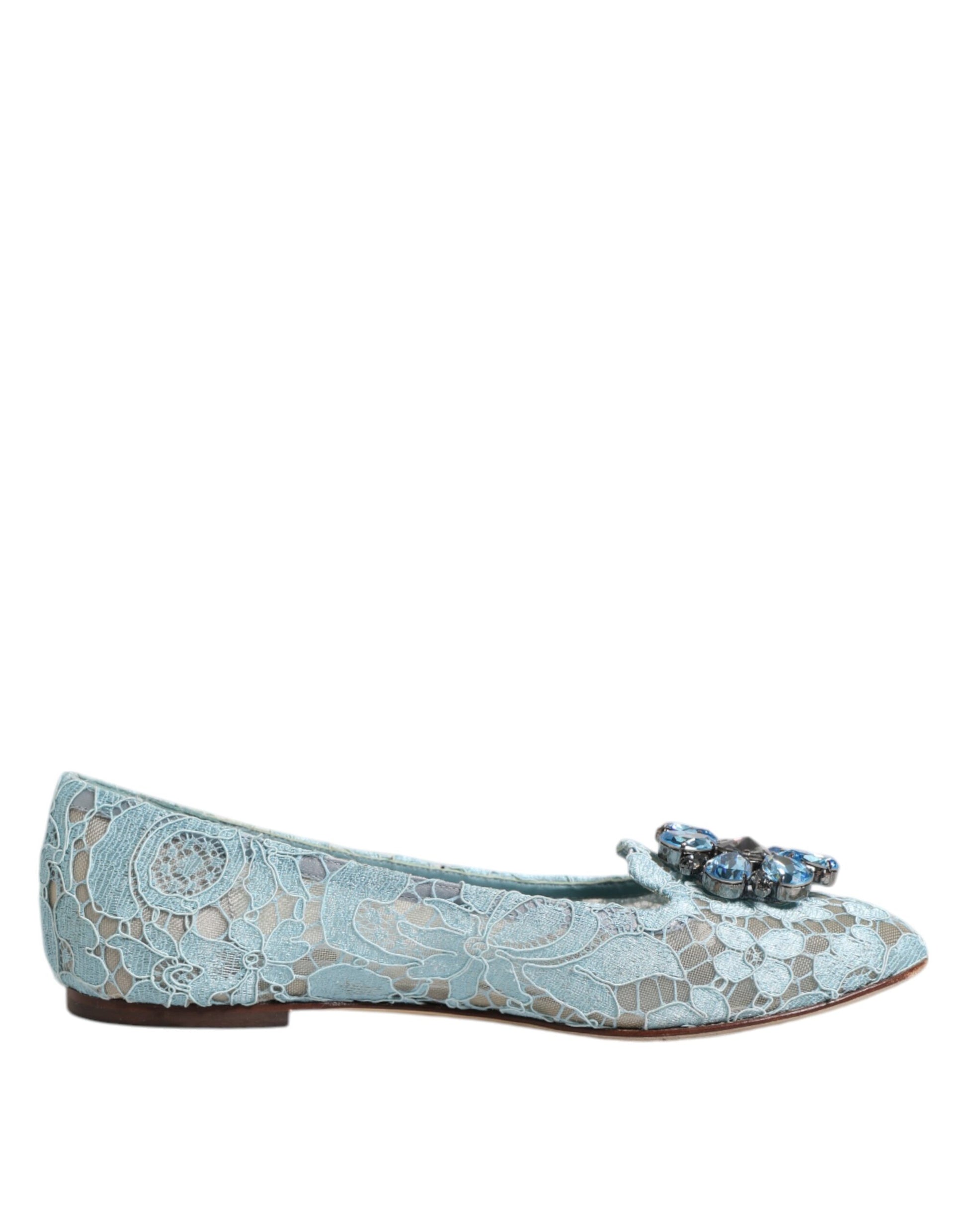 Blue Lace Crystal Ballet Flats Loafers Shoes