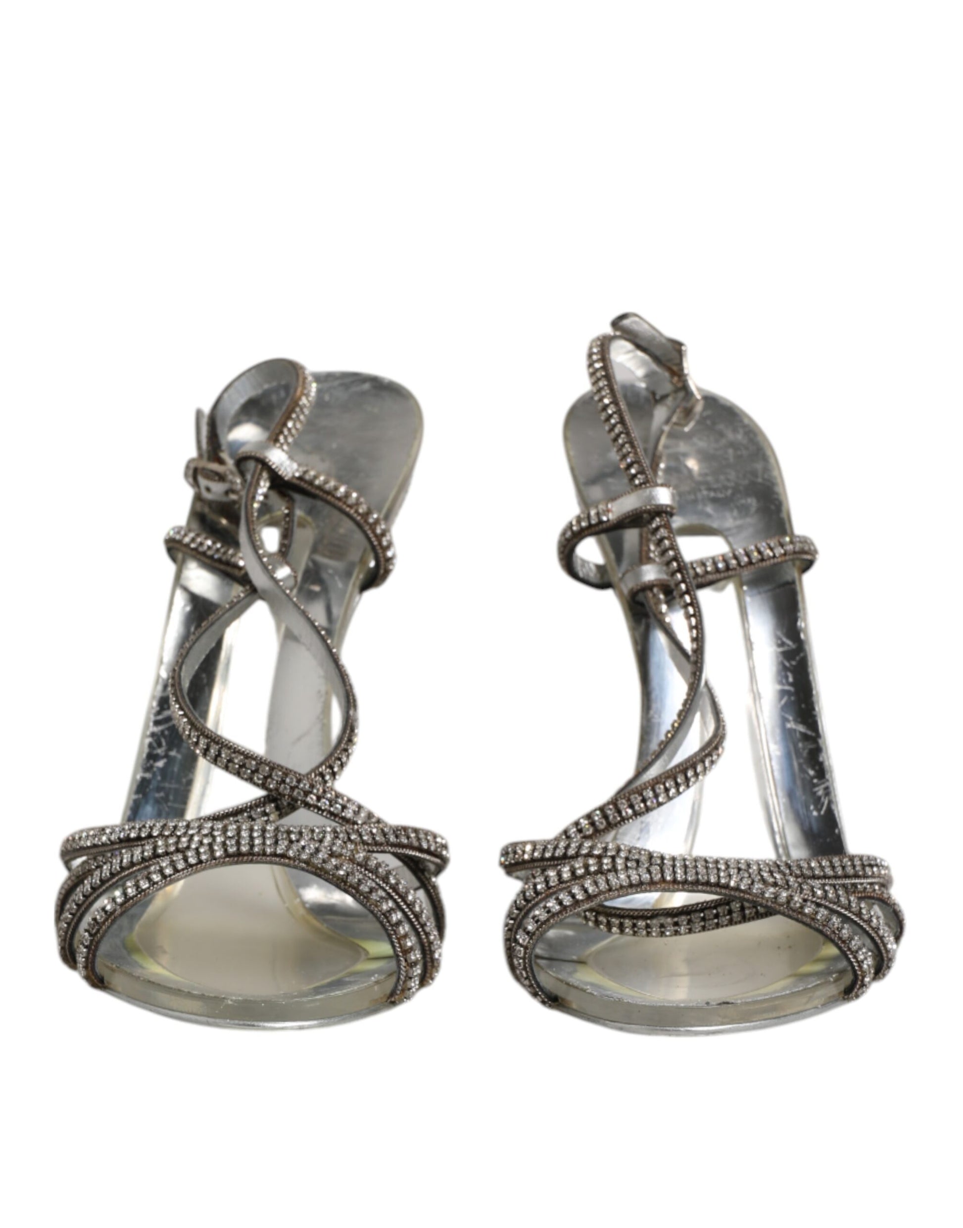 Silver Strass Ankle Strap Heels Sandals Shoes