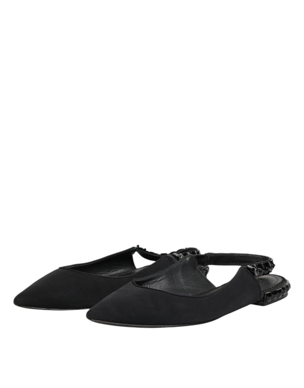 Black Crystal Charmeuse Slingback Shoes