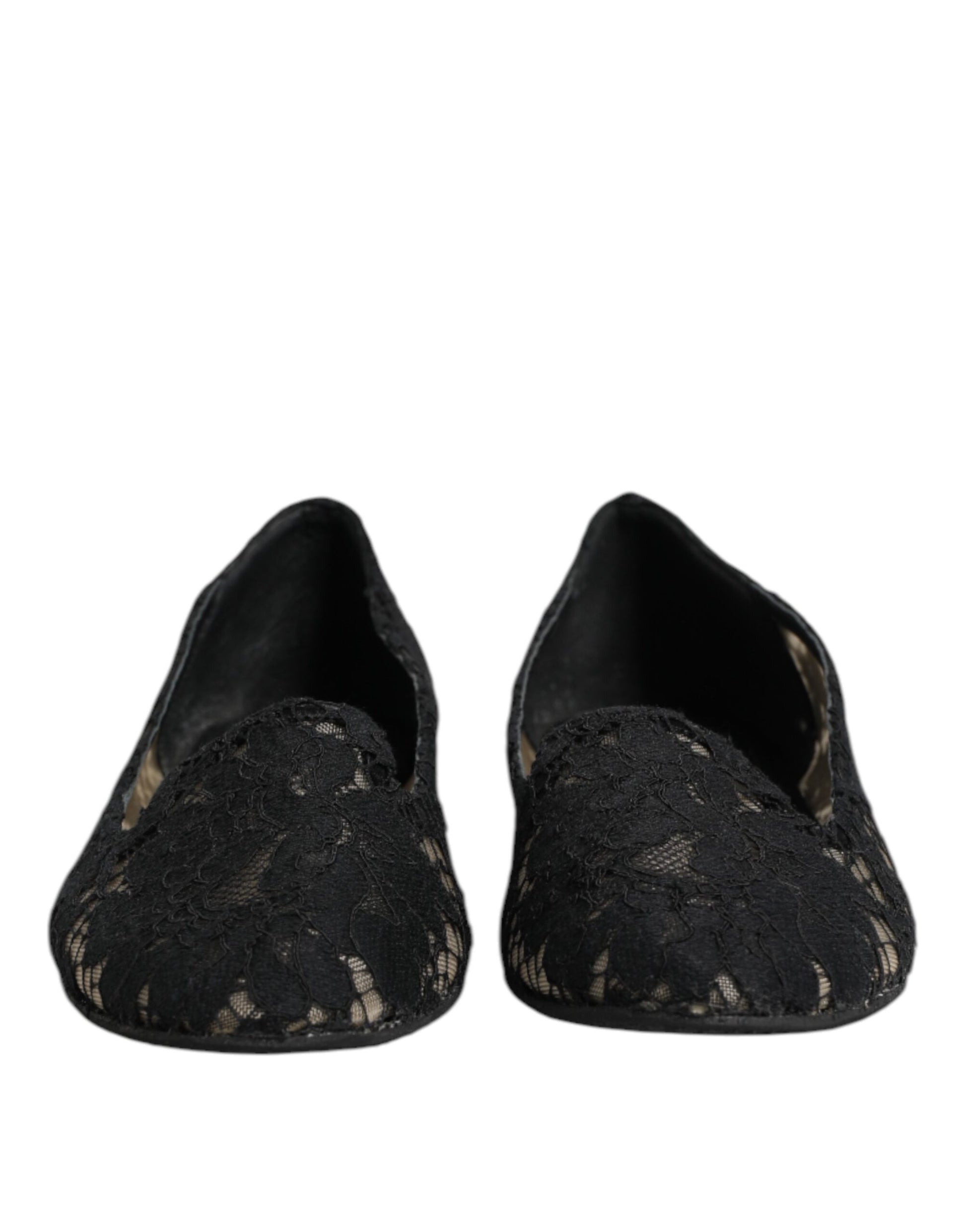 Black Taormina Lace Slip On Flats Shoes