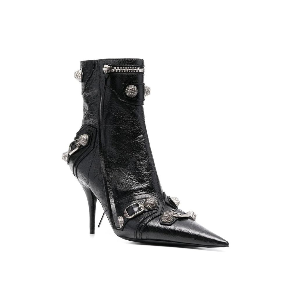 Black Lamb Leather High Heel Boots