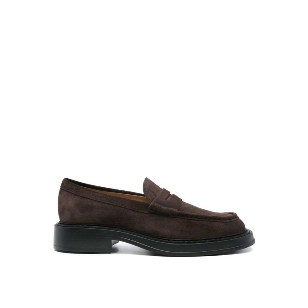 Brown Calfskin Slip-On Loafers