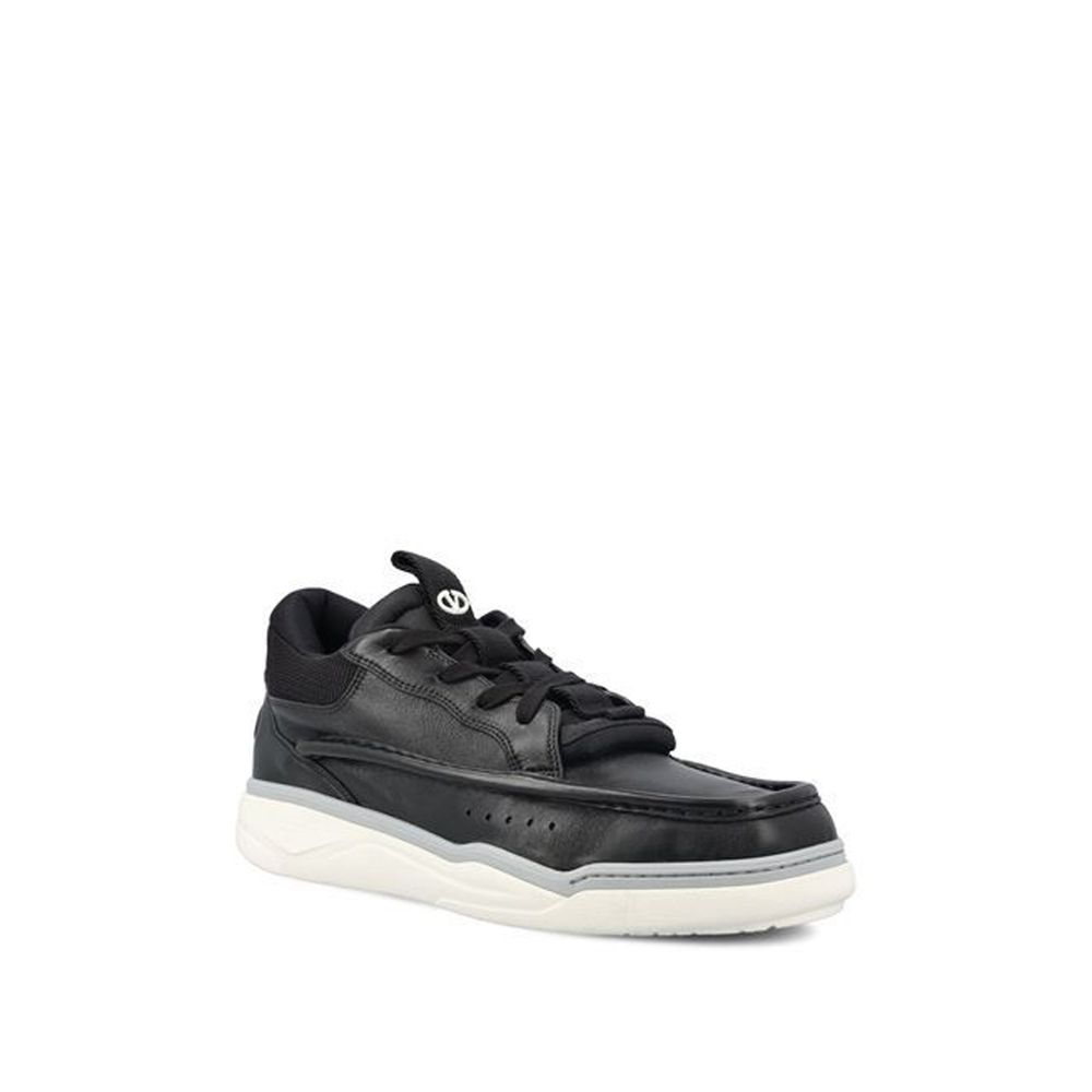 Black Lamb Leather Chunky Sneakers