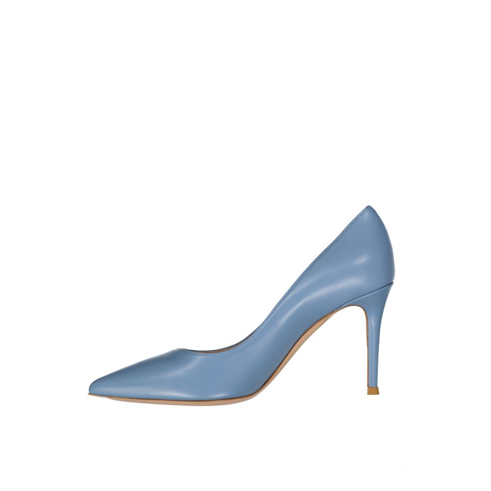 Blue Leather High Heel Pumps