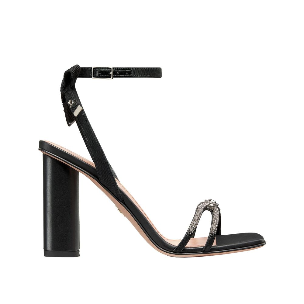 Black Calfskin Stiletto Heel Sandals