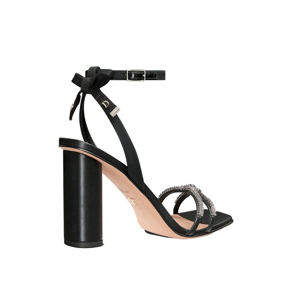 Black Calfskin Stiletto Heel Sandals