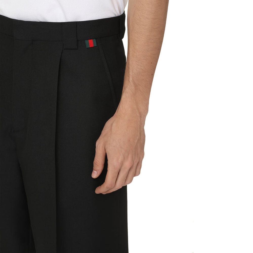 Black Polyester Bermuda Shorts