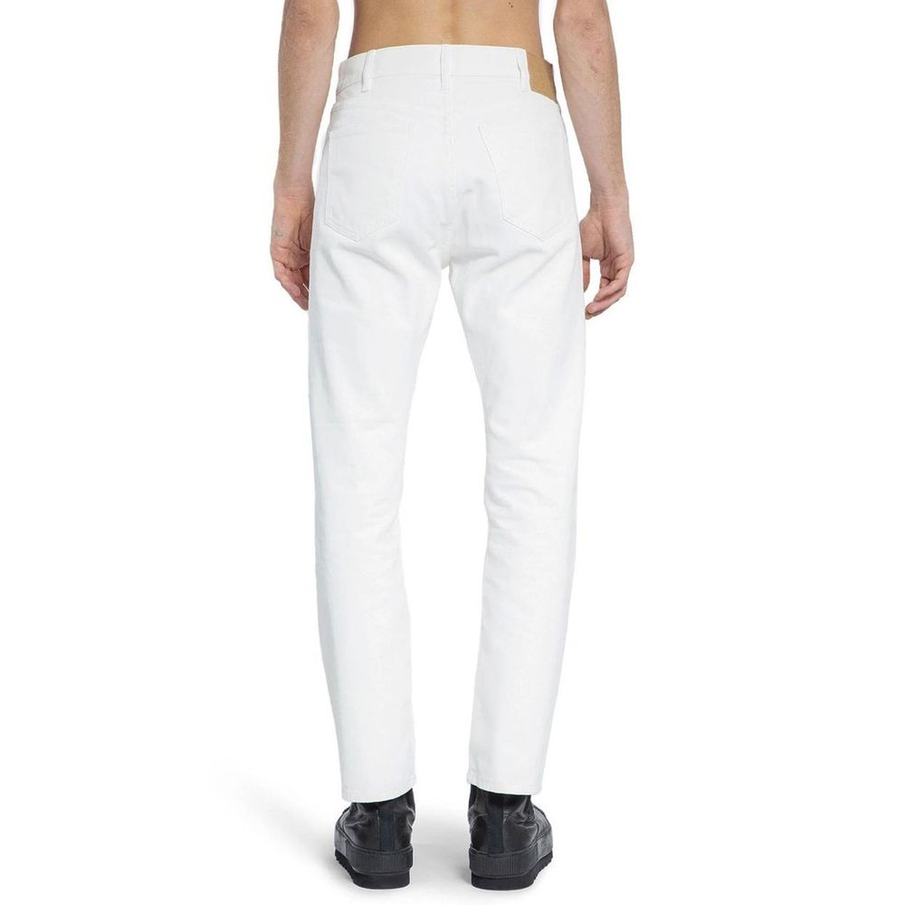 White Cotton Straight-Leg Jeans
