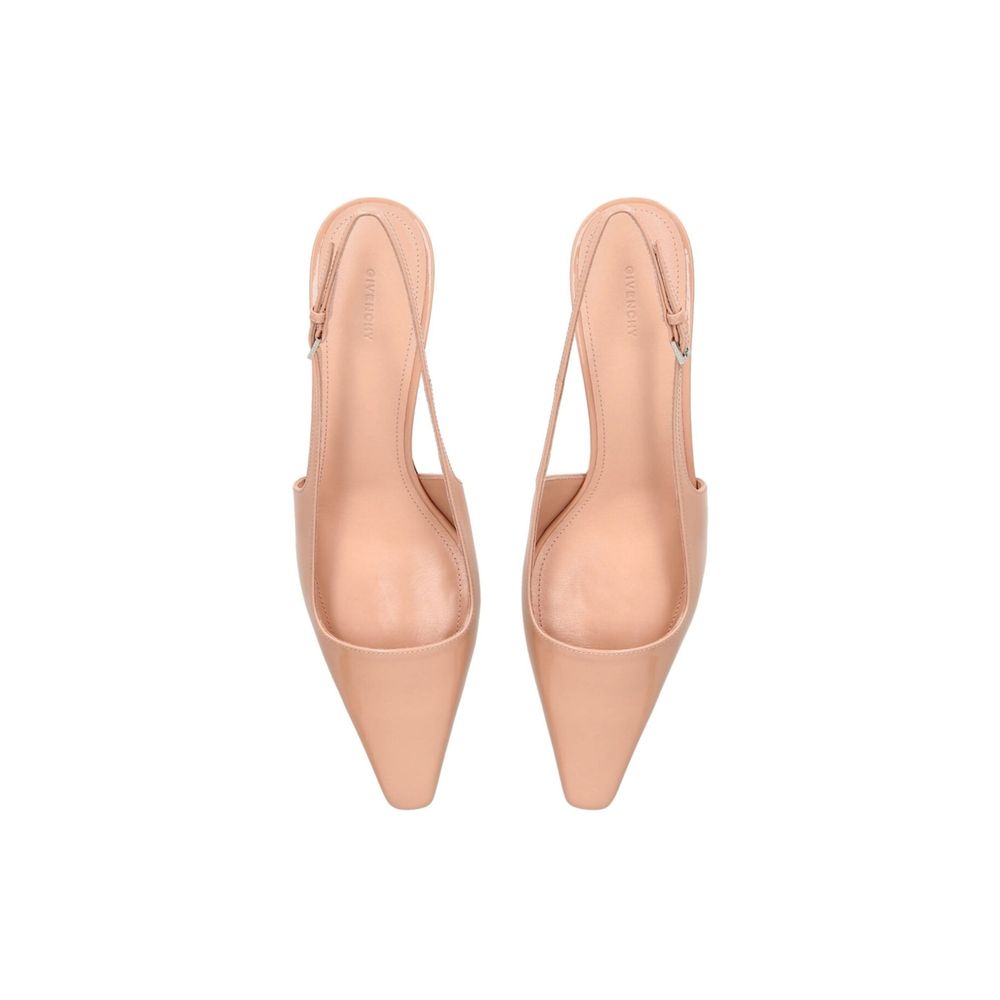 Beige Calfskin Mid Heel Pumps