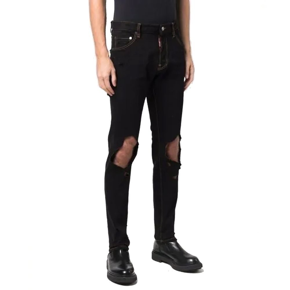 Black Cotton Slim Fit Jeans