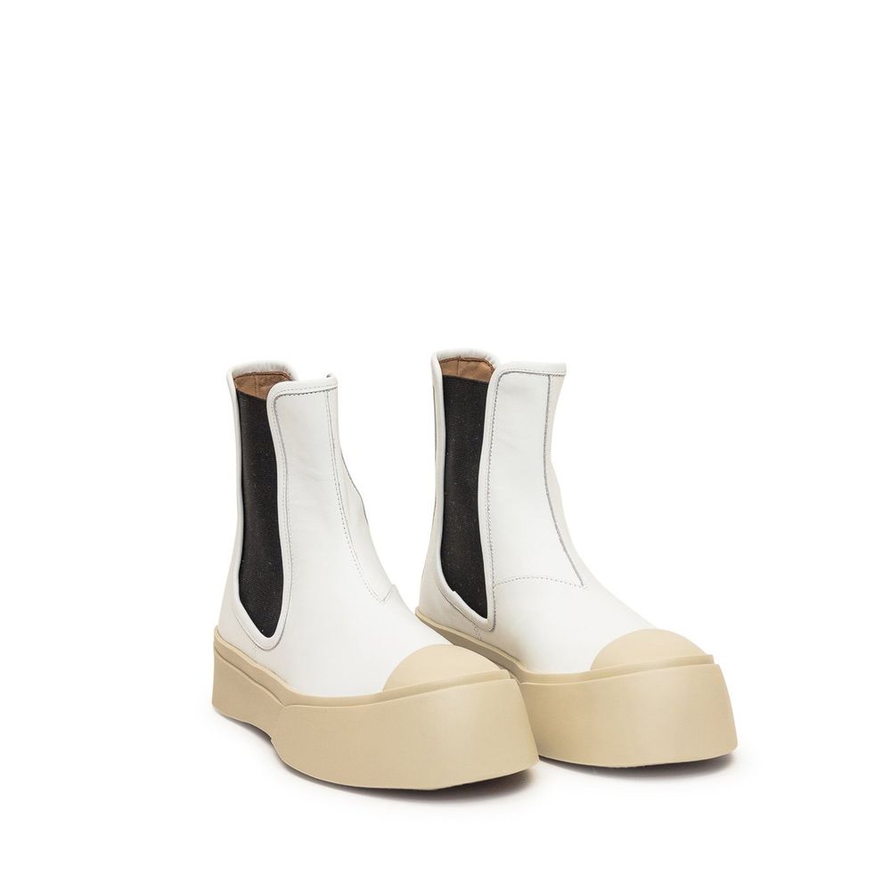 White Calfskin Chelsea Boots