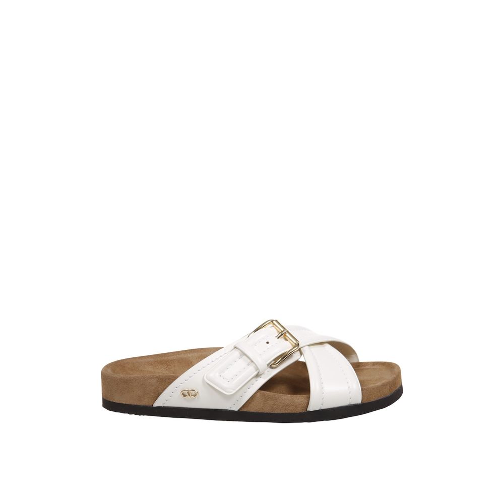 White Calfskin Strap-On Sandals